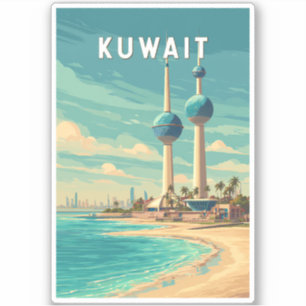 Adesivo Ilustração de viagem do Kuwait Arte Vintage