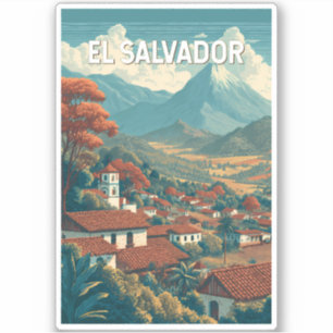 Adesivo Ilustração de viagem El Salvador Arte Vintage