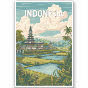 Adesivo Ilustração de viagem vintage da Indonésia