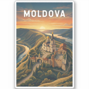 Adesivo Ilustração de viagem vintage da Moldávia
