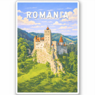 Adesivo Ilustração de viagem vintage da Romênia Arte