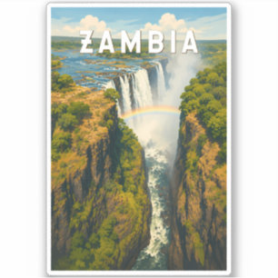 Adesivo Ilustração de viagem vintage da Zâmbia