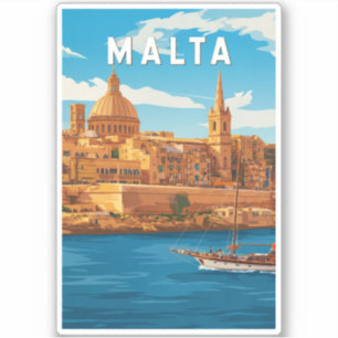 Adesivo Ilustração de viagem vintage de Malta Arte