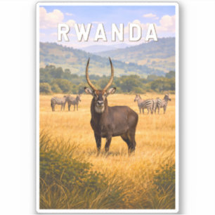 Adesivo Ilustração de viagem vintage de Ruanda