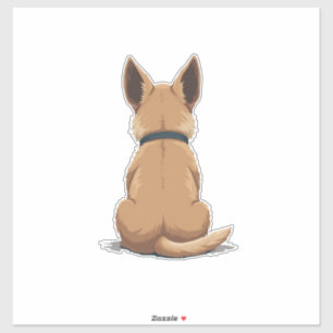 Adesivo Ilustração de Vista Posterior de Cachorro Antigo c