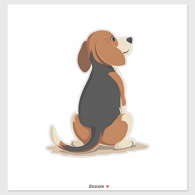 Adesivo Ilustração de Vista Posterior de Cachorro Beagle V (Folha)