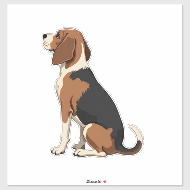 Adesivo Ilustração de Vista Posterior de Cachorro Beagle V (Folha)