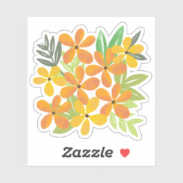 Adesivo Ilustração do Buquê Floral Amarelo e Laranja