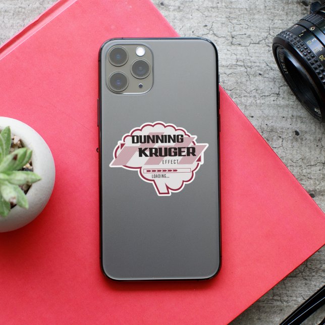 Adesivo Ilustração do Cérebro do Efeito Kruger de Dunning  (Dunning-Kruger Effect Loading: Know-it-all mode engaged.)