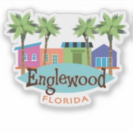 Adesivo Ilustração do Estilo Retroativo Englewood Florida