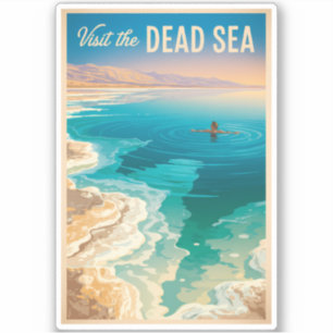 Adesivo Ilustração do Mar Morto Arte de Viagem Vintage