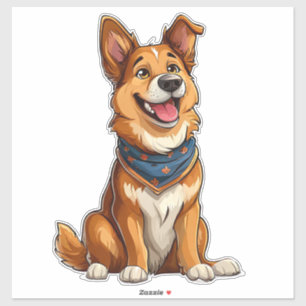 Adesivo Ilustração Encantadora de um Cachorro Fofo