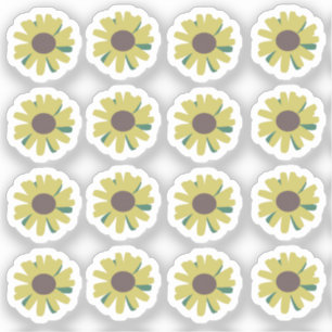 Adesivo Ilustração Floral Botânica de Botões de Girassol