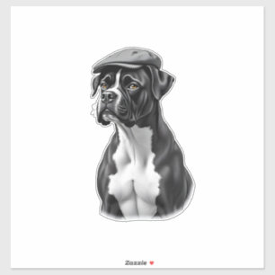 Adesivo Ilustração Gráfica Monocromática de Boxer Antigo c