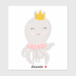 Adesivo Ilustração octapus Adorável com coroa