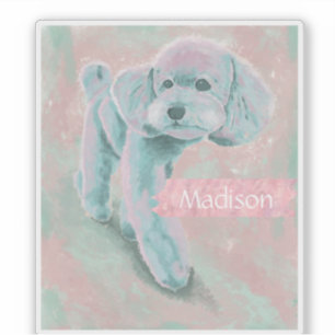 Adesivo Ilustração Personalizada de Poodle em Pastel Suave