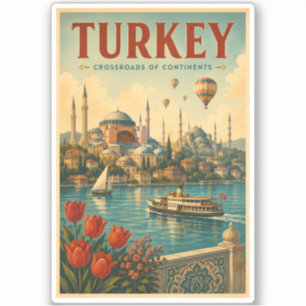Adesivo Ilustração Retro da Mesquita Azul Hagia Sophia da