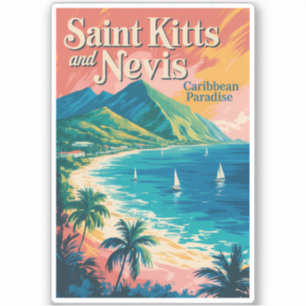 Adesivo Ilustração Retro da Paisagem de São Cristóvão e Ne
