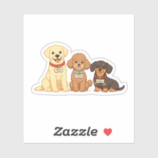 Adesivo Ilustração Vetorial de Família de Cachorro Fofa