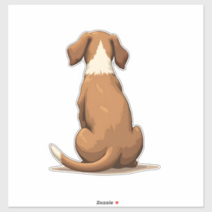 Adesivo Ilustração Vintage de Cachorro Vista Posterior Beg