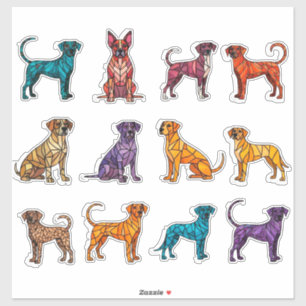 Adesivo Ilustrações Coloridas de Cães Geométricos em Adesi