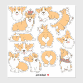 Adesivo Ilustrações de Cachorro Trendy Cute Corg