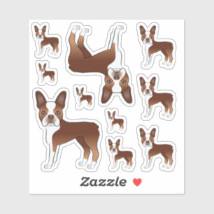 Adesivo Ilustrações de Cachorro Vermelho e Branco de Bos