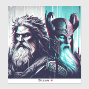 Adesivo image of the gods zeus and odin togethe