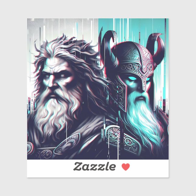 Adesivo  image of the gods zeus and odin togethe (Folha)