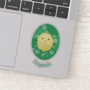 Adesivo Imagem das bolhas de fruta de limão-branco
