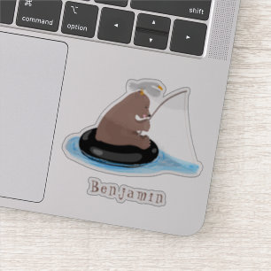 Adesivo Imagem de desenho animado da pesca do filhote de u