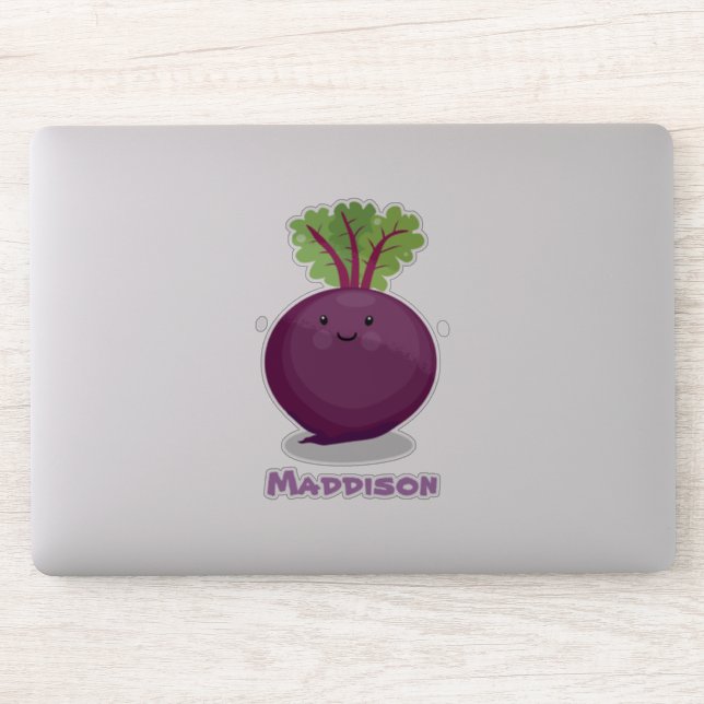 Adesivo Imagem de desenho animado de beterraba roxa-branca (Computador)