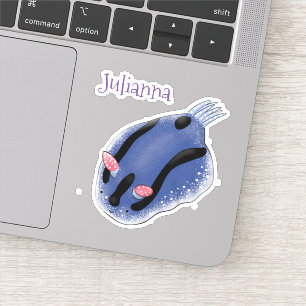 Adesivo Imagem de desenho animado de lesmas do mar azul-cu