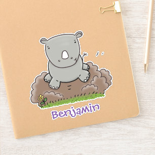 Adesivo Imagem do desenho animado de rinoceronte africano,