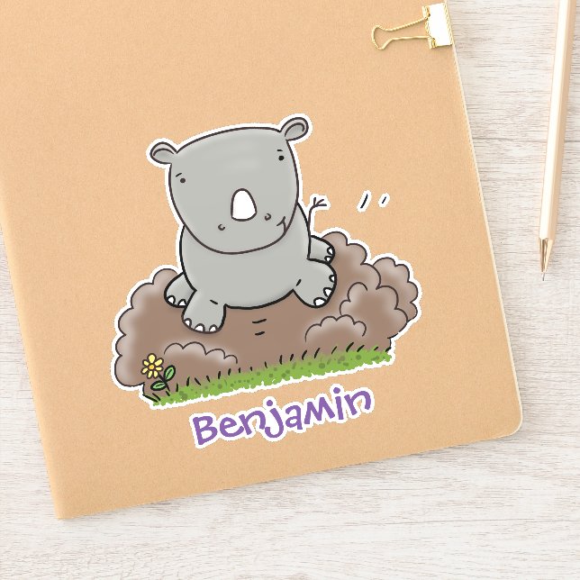 Adesivo Imagem do desenho animado de rinoceronte africano, (Notebook)