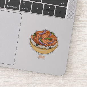 Adesivo Imagem do desenho animado do bagel de salmão