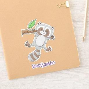 Adesivo Imagem do desenho animado do bebê guaxinim feliz