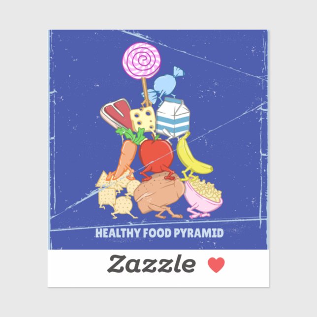 Adesivo Imagem engraçada da pirâmide de comida saudável (Folha)
