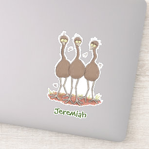 Adesivo Imagem engraçada do desenho animado emu trio aust