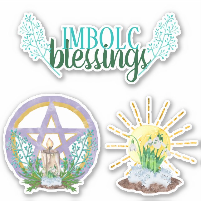 Adesivo Imbolc Blessings Wicca Sabbat Pentacle & Sun (Frente)