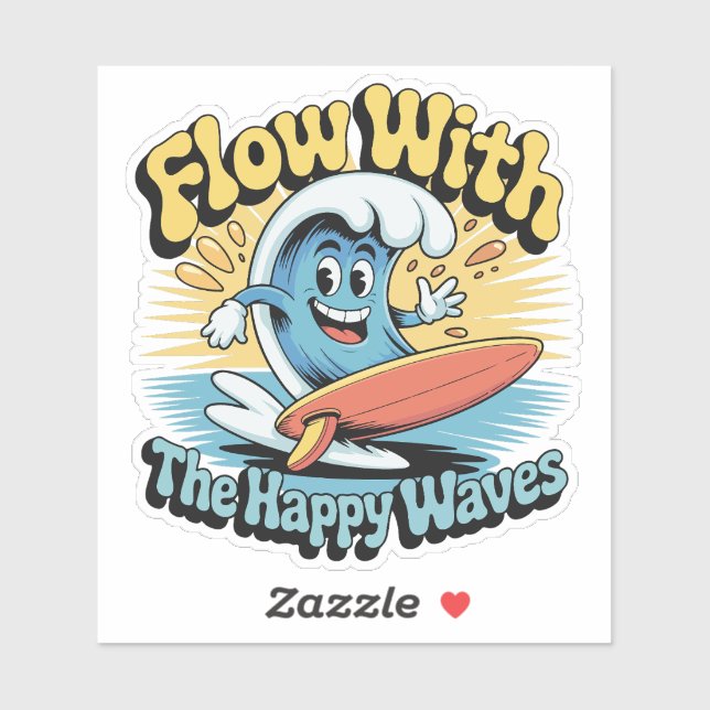 Adesivo Impermeável Flow With The Happy Waves (Folha)