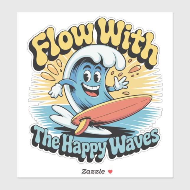 Adesivo Impermeável Flow With The Happy Waves (Folha)