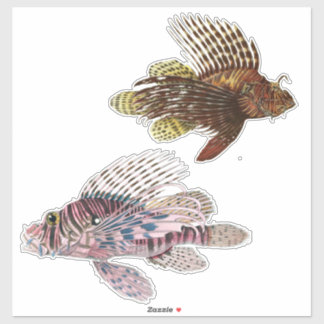 Adesivo Impressão Artista Ilustração de Peixes Tropicais V
