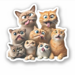Adesivo impressão artística de gato engraçado