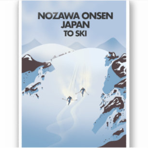 Adesivo Impressão de esqui de Nozawa Onsen no Japão.