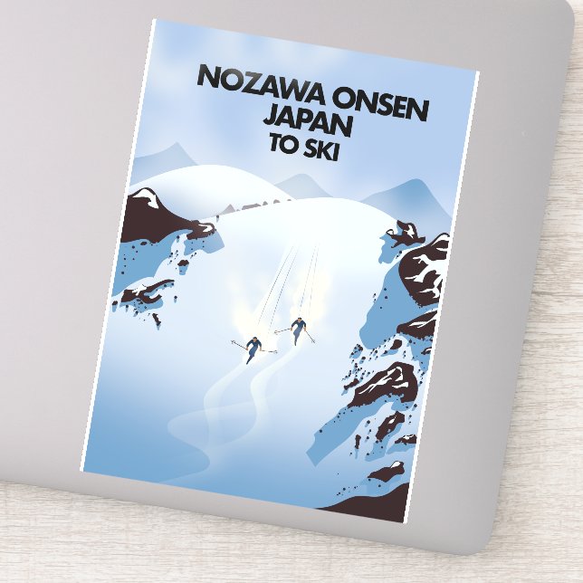 Adesivo Impressão de esqui de Nozawa Onsen no Japão. (Detalhe)