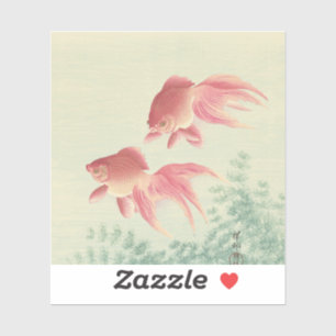 Adesivo Impressão de Woodblock japonês de Goldfish Vinta