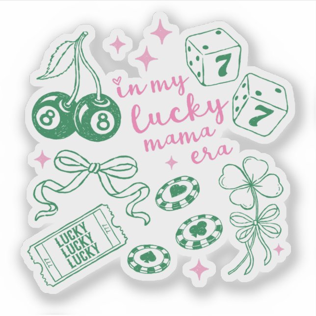 Adesivo In My Lucky Mama Era Pink St Patricks Day (Frente)