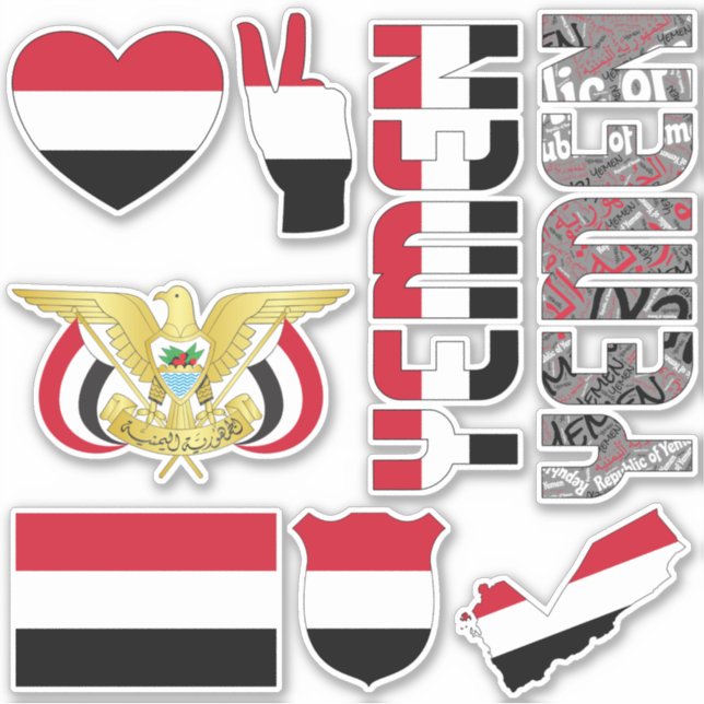 Adesivo Incrível Iêmen Forma Símbolos Nacionais (Frente)