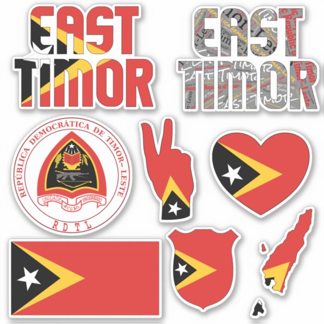 Adesivo Incrível Timor Leste Forma Símbolos Nacionais (Frente)